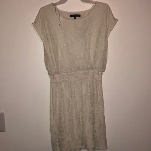 Cream colored lace dress with cinched waist